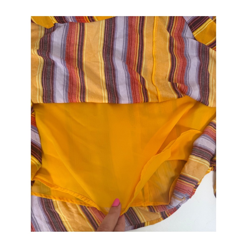 Miss Me Maxi Dress Women's Large Viscose Striped Plunge V Neck Boho Yellow New - Picture 5 of 10